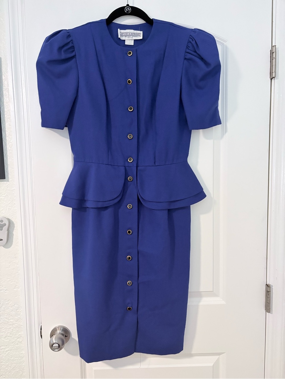 VINTAGE 1980s Jessica Howard BLUE/PURPLE Button-Front Dress